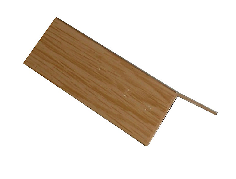 Product image for Light brown Oak effect PVC Equal L-shaped Angle profile, (L)1m (W)10mm