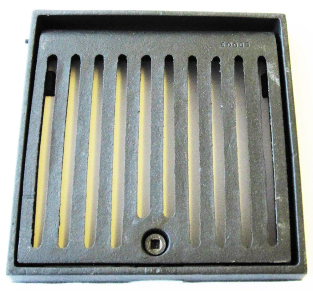 Product image for 305mm X 305mm X 38mm Gully Grating Square Grid Hinged And Locking Frame Black Coated