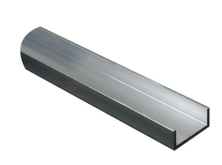 Product image for Silver effect Aluminium Equal U-shaped Angle profile, (L)1m (W)20mm