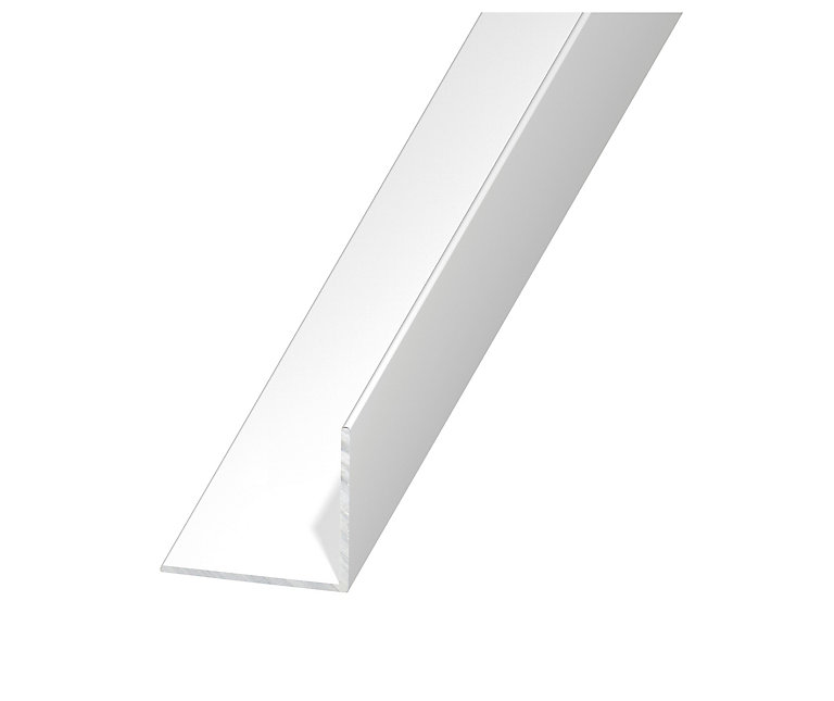 Product image for Silver effect Anodised Aluminium Equal L-shaped Angle profile, (L)2.5m (W)20mm