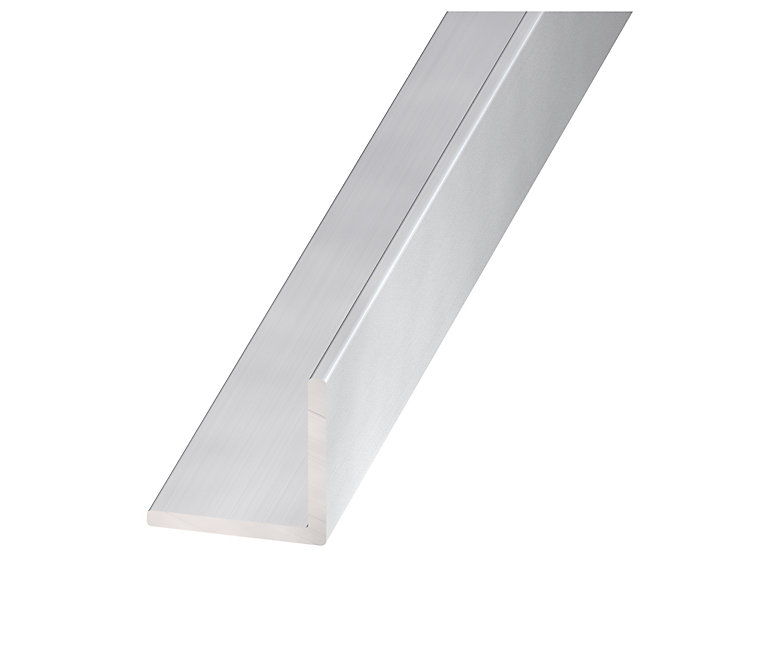 Product image for Silver effect Aluminium Unequal L-shaped Angle profile, (L)1m (W)40mm