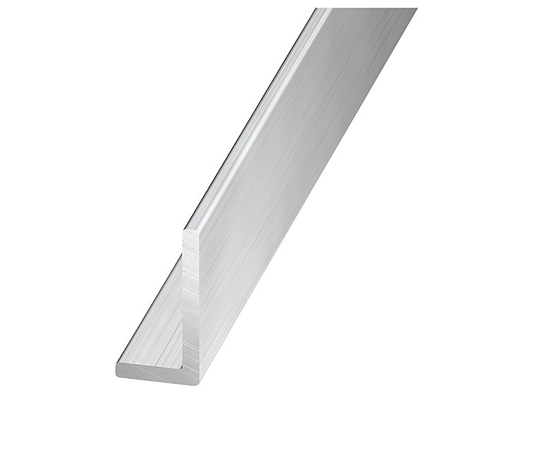 Product image for Silver effect Aluminium Unequal L-shaped Angle profile, (L)2.5m (W)15mm
