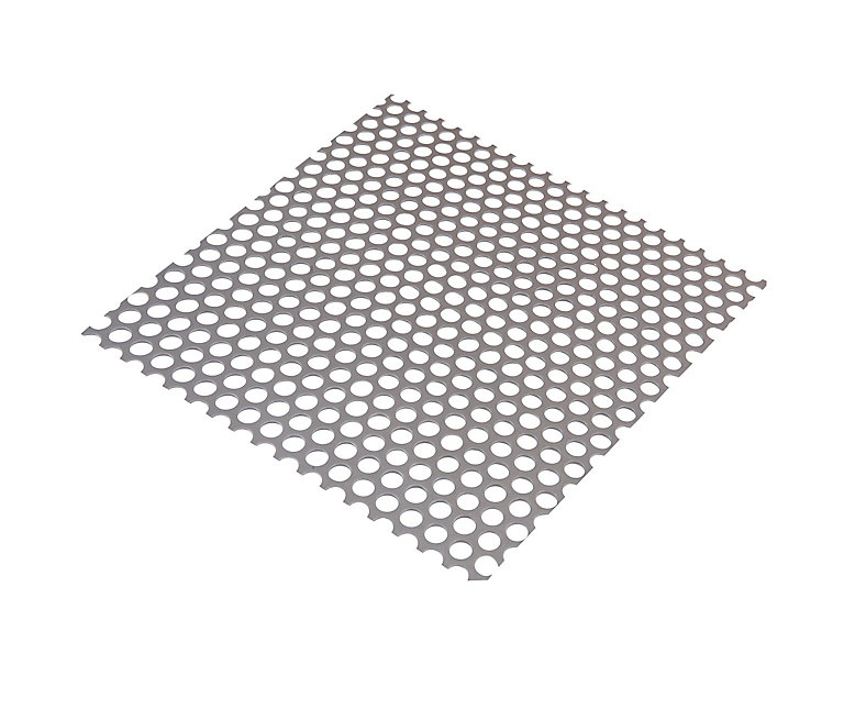Product image for Silver effect Steel Perforated Sheet, (H)1000mm (W)500mm (T)1mm 2380g