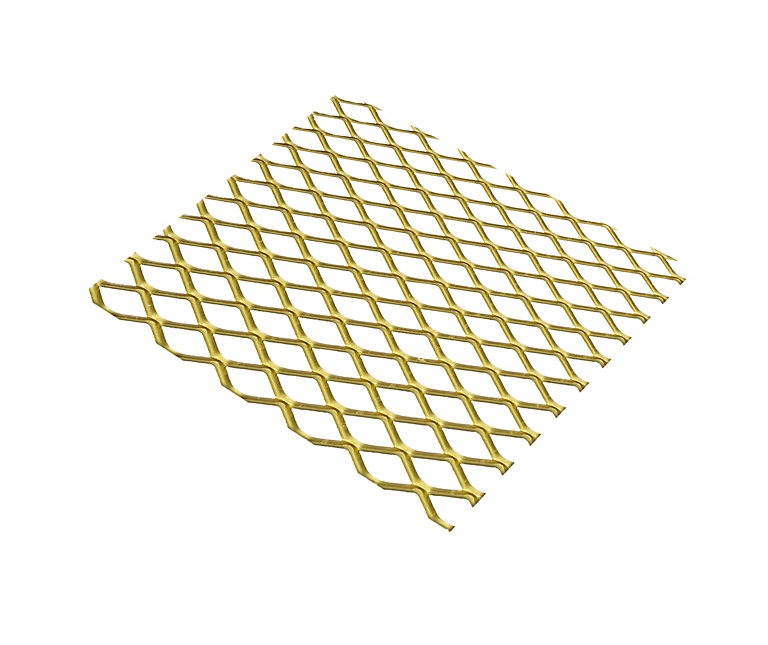Product image for Gold effect Anodised Aluminium Perforated Sheet, (H)500mm (W)250mm (T)0.8mm 10g