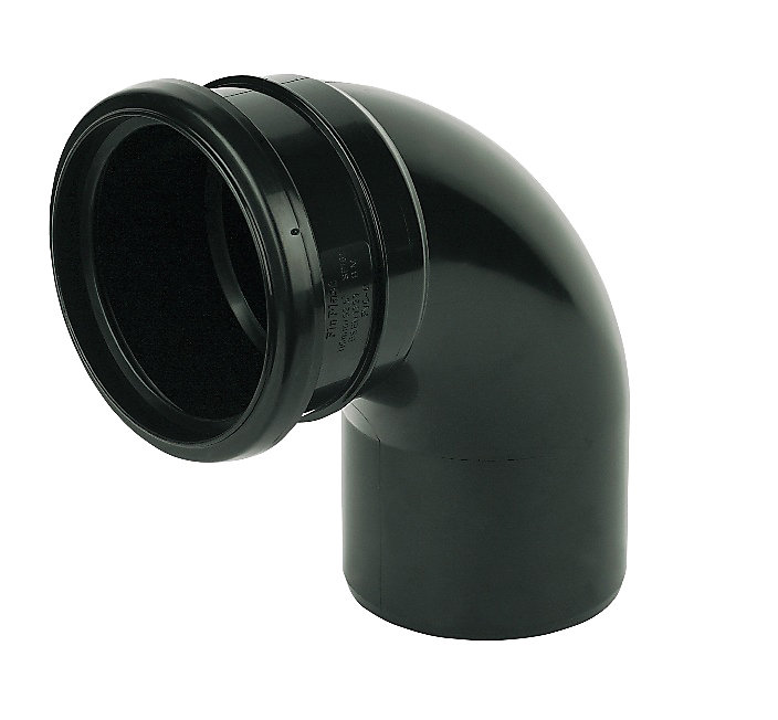 Image of FloPlast Ring seal soil Black Soil bend, (Dia)110mm x 92.5°