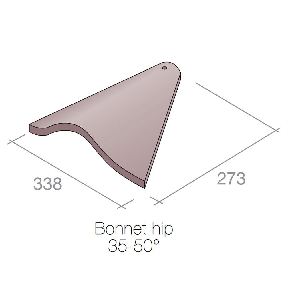 Product image for Marley Bonnet Hip Tile Concrete Old English Dark Red 35-50° 338mm X 273mm