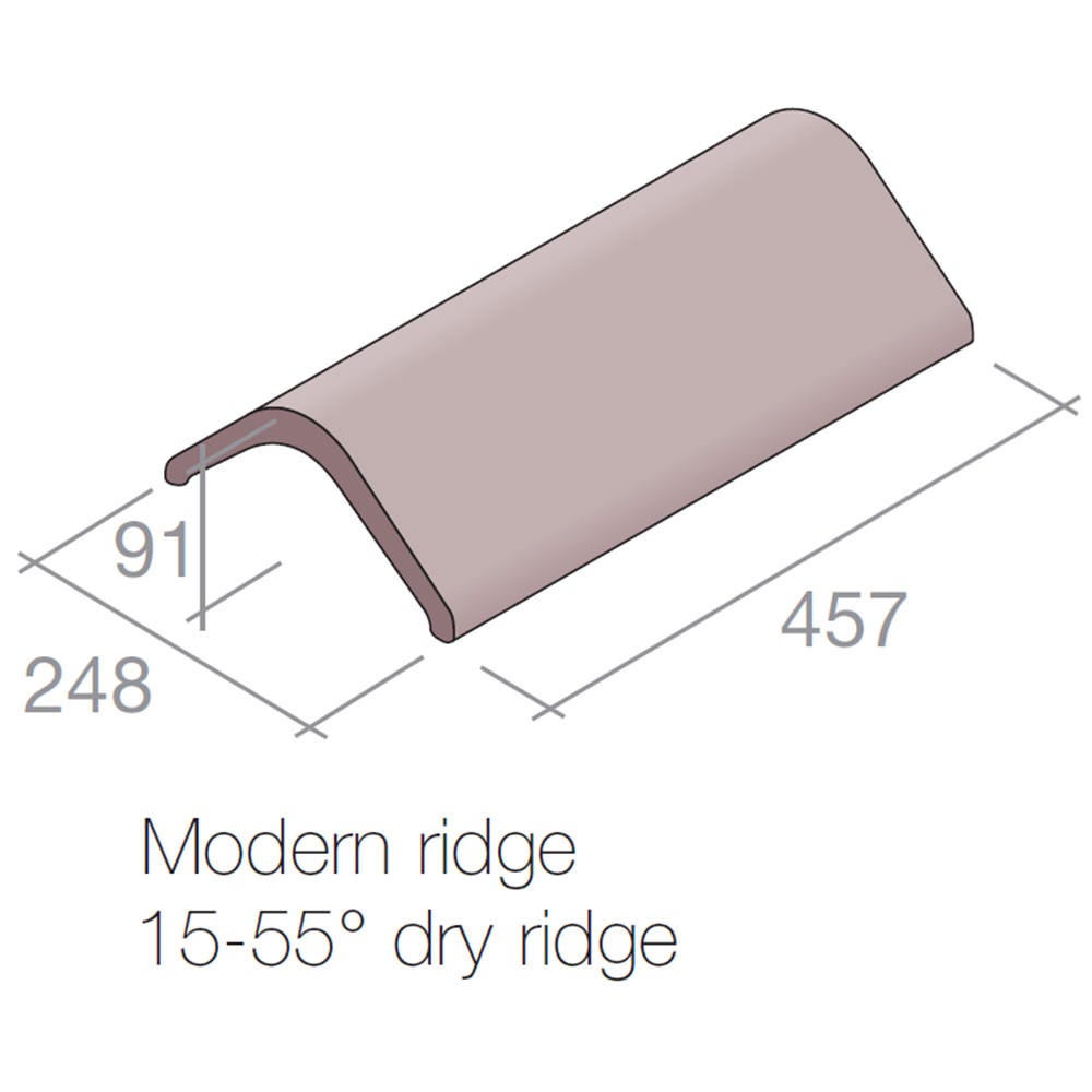 Product image for Marley Modern Angled Ridge Tile Concrete Old English Dark Red 457mm X 248mm