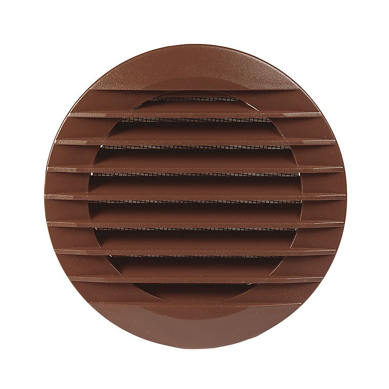 Product image for Manrose Brown Round Applications requiring low extraction rates Fixed louvre vent & Fly screen V41020B, (Dia)100mm