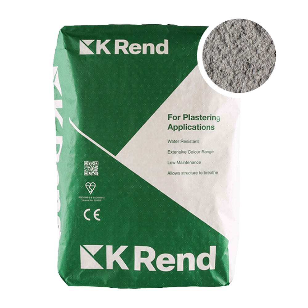 Product image for K Rend Silicone K1 Pewter Grey Scraped Render Coat 25kg