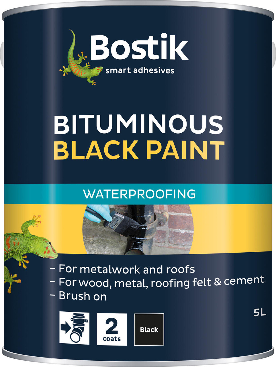 Image of Bostik Bituminous Black Paint Black 5 Litre (30812219)