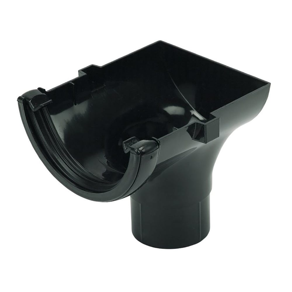 Product image for 112mm Floplast Half Round Gutter Stop End Outlet Black