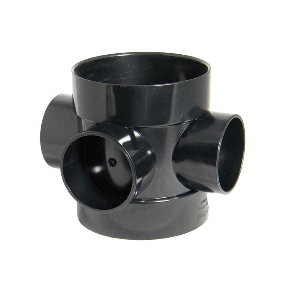 Product image for 110mm Floplast Solvent Soil 3 Way Short Boss Pipe Black