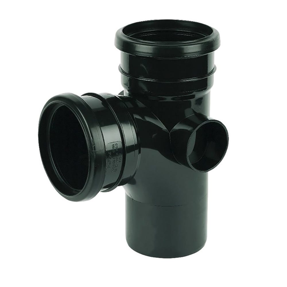 Product image for 110mm Floplast Soil 92.5° (87.5°) Equal Branch Double Socket Black