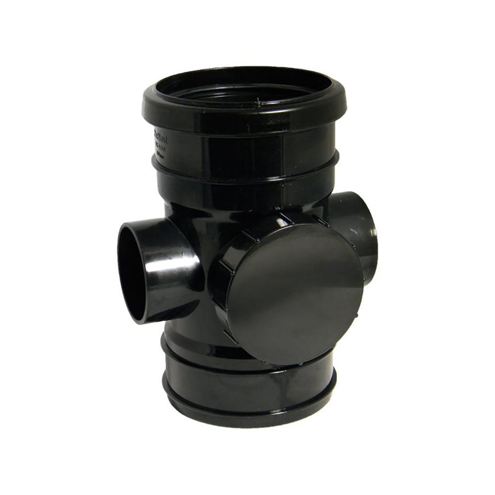 Product image for 110mm Floplast Solvent Soil Short Access Pipe Double Socket Black