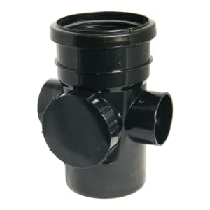 Product image for 110mm Floplast Solvent Soil Short Access Pipe Double Socket Black