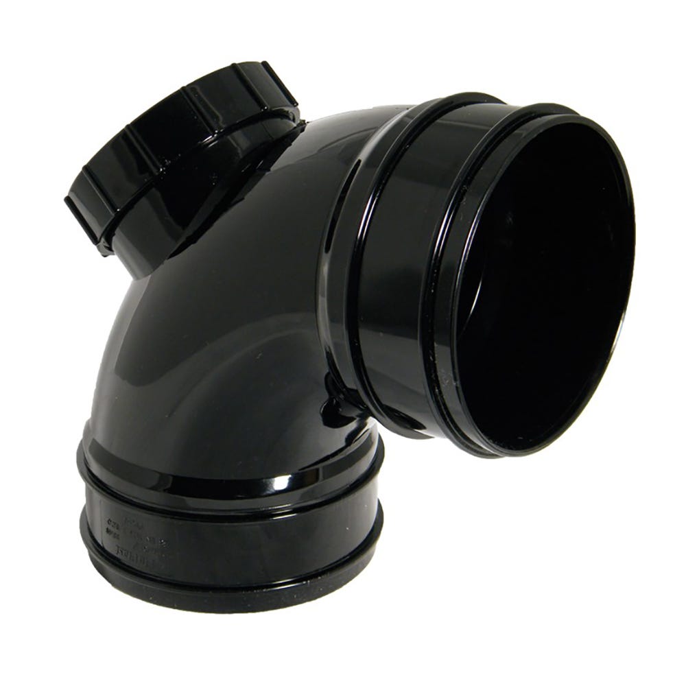 Product image for 110mm Floplast Solvent Soil 92.5° (87.5°) Access Bend Double Socket Black