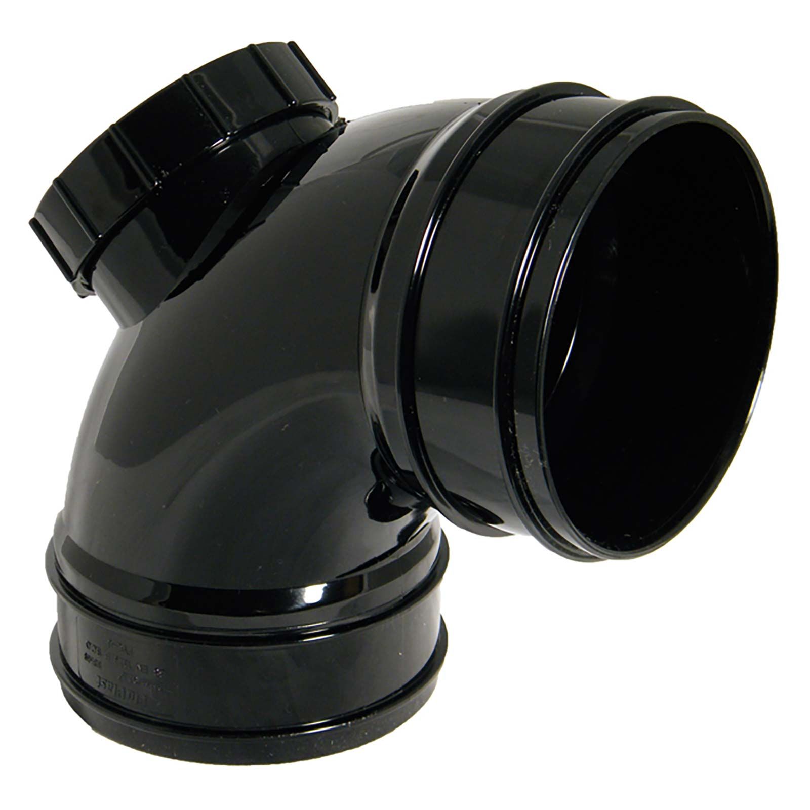 Product image for 110mm Floplast Solvent Soil 92.5° (87.5°) Access Bend Double Socket Black