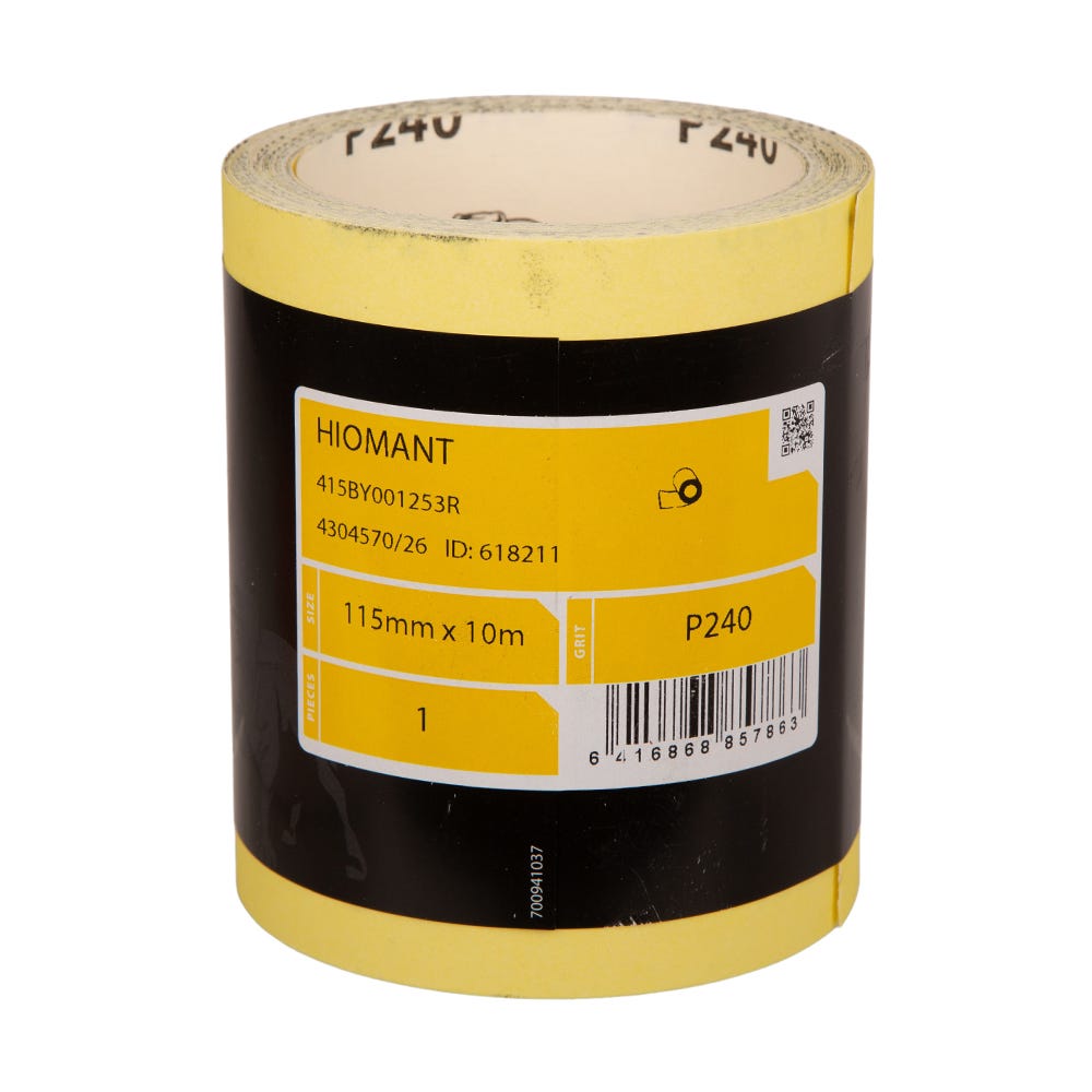 Product image for Mirka Yellow Hiomant Sandpaper P240 115mm X 10m Roll