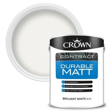 Product image for Crown Contract Durable Matt Paint Brilliant White 5L