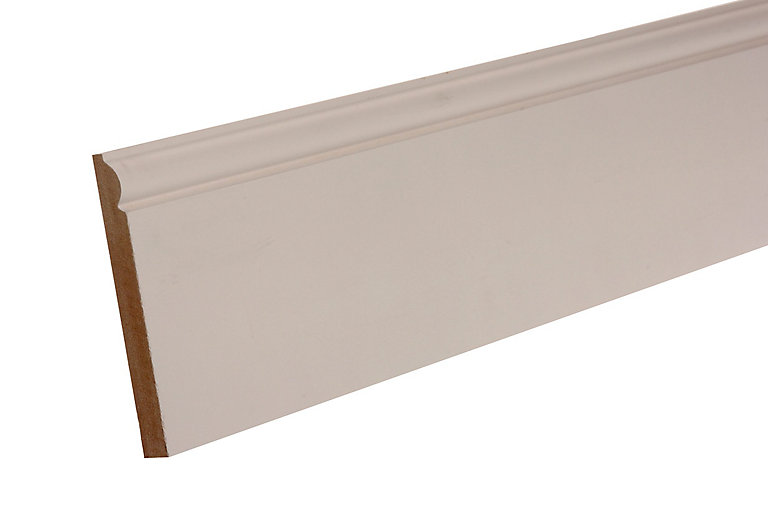 Product image for GoodHome Primed White MDF Torus Skirting board (L)2.4m (W)119mm (T)18mm