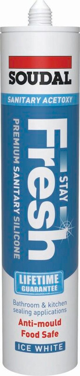 Image of Soudal Stay Fresh Acetoxy Anti-Mould Silicone Ice White 290ml (152987)