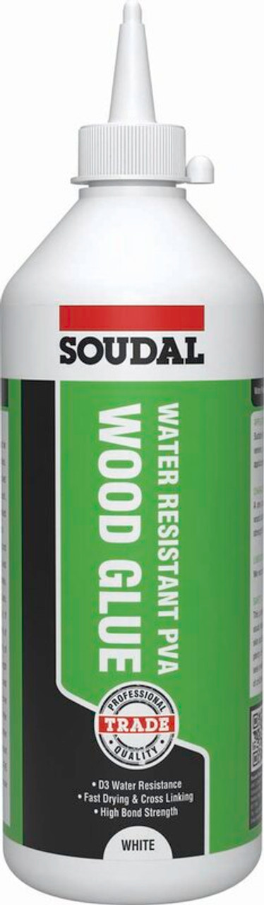 Product image for Soudal D3 Water Resistant Wood Adhesive White 1 Litre (117245)