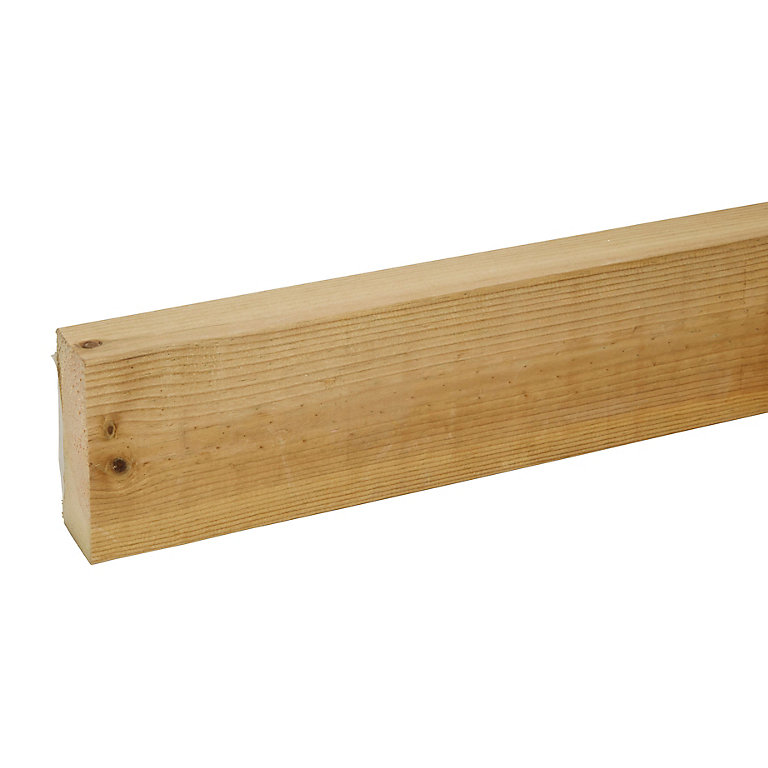 Image of Metsä Wood Treated Planed Round edge CLS timber (L)2.4m (W)89mm (T)38mm