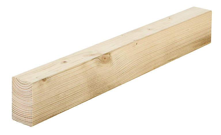 Product image for Treated Smooth Planed Round edge Treated Carcassing timber (L)2.4m (W)70mm (T)45mm, Pack of 6