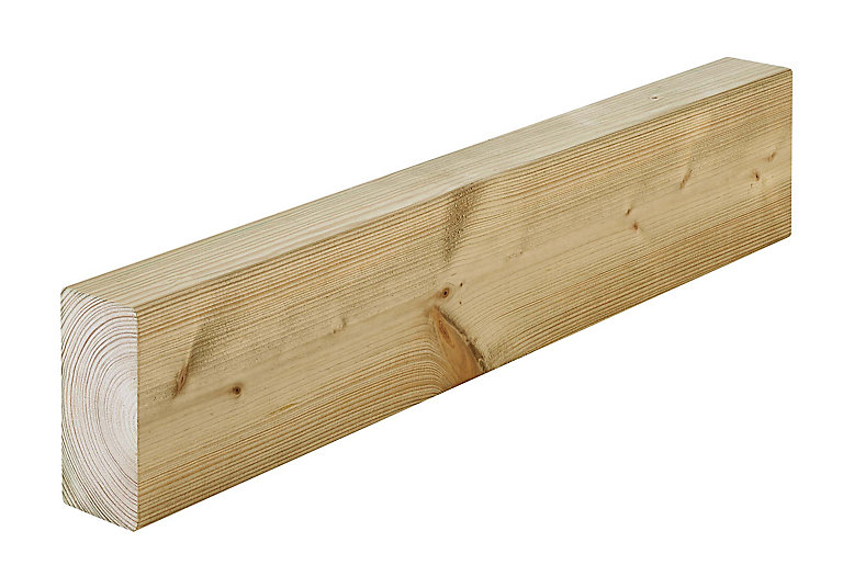 Product image for Treated Smooth Planed Round edge Treated Carcassing timber (L)2.4m (W)95mm (T)45mm, Pack of 4