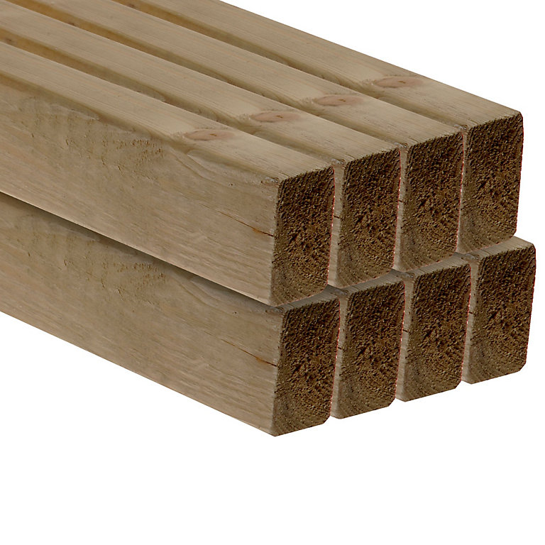 Product image for Treated Smooth Planed Round edge CLS timber (L)2.4m (W)63mm (T)38mm, Pack of 8
