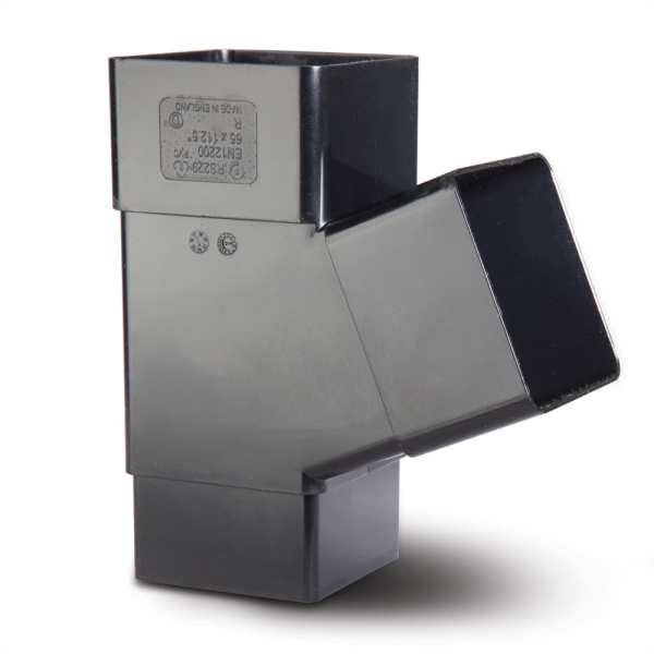 Product image for Square Downpipe Branch 112.5 Black 65mm