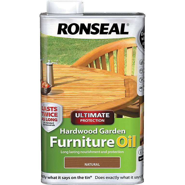 Product image for Ronseal Ultimate Natural Matt UV resistant Teak Furniture Wood oil, 1L