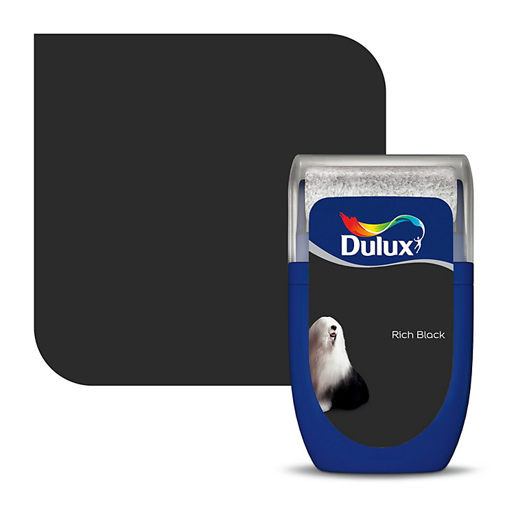 Product image for Dulux Standard Rich black Matt Emulsion paint, 30ml