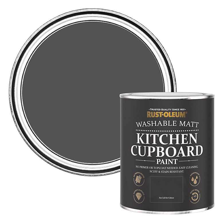Image of Rust-Oleum Graphite Matt Kitchen Cupboard Paint 750ml