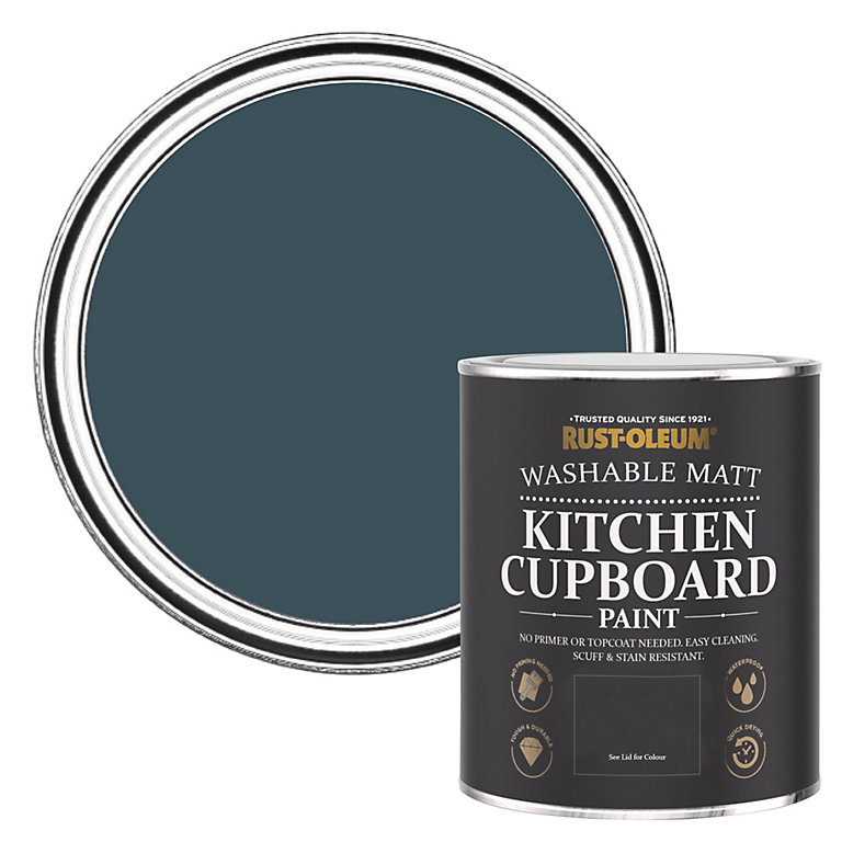Image of Rust-Oleum Evening Blue Matt Kitchen Cupboard Paint 750ml