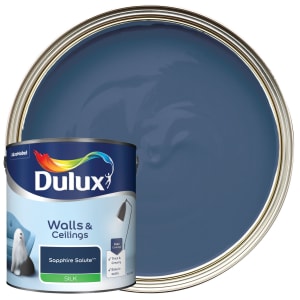 Product image for Dulux Walls & ceilings Sapphire salute Silk Emulsion paint, 2.5L