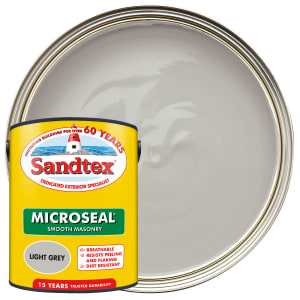 Image of Sandtex Microseal Light grey Matt Masonry paint, 5L Tub