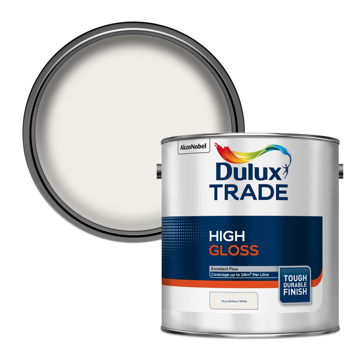 Image of Dulux Trade High Gloss Paint Pure Brilliant White 2.5ltr
