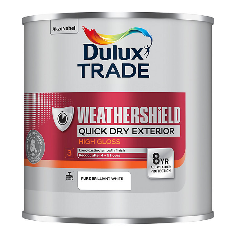 Product image for Dulux Trade Weathershield Quick Drying Gloss Brilliant White 1L