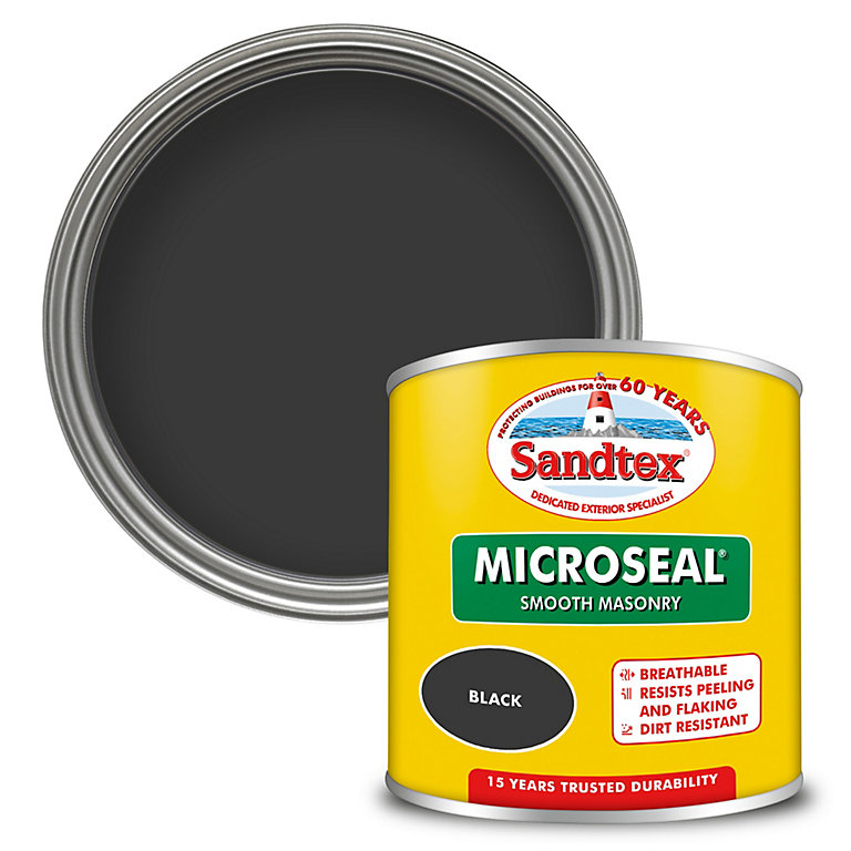 Product image for Sandtex Black Ultra smooth Masonry paint, 150ml Tester pot