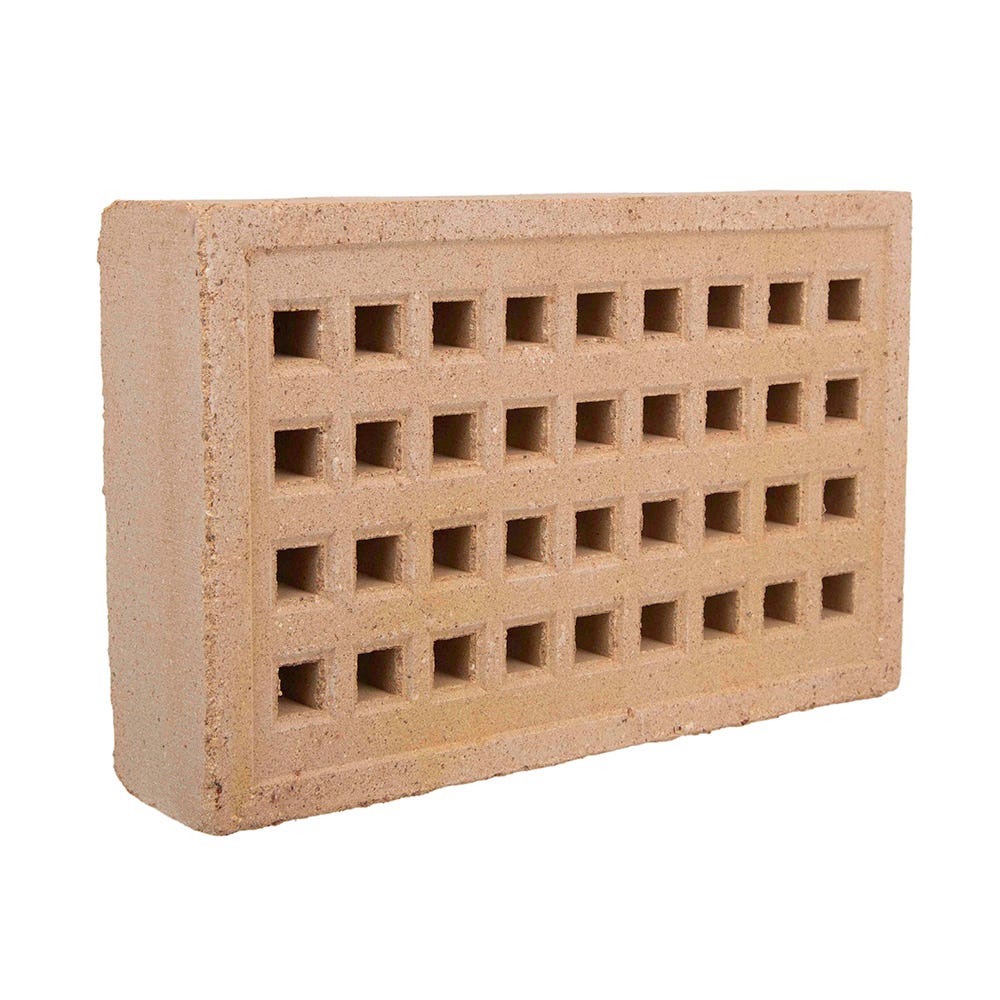 Product image for 215mm X 140mm X 50mm Redbank Clay Square Hole Air Brick Buff